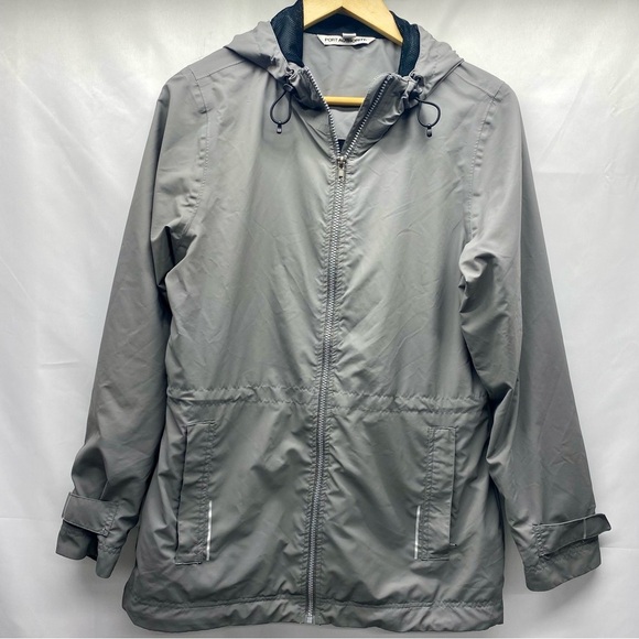 PORT AUTHORITY NORTHWEST SLICKER WOMENS MEDIUM GRAY HIKING FISHING RAIN - Picture 1 of 16